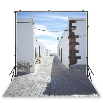 

HUAYI Vintage Theme Backdrop Rural Street Decoration Blue Sky Background Photography For Studio Photoshoot Prop Banners D-5756