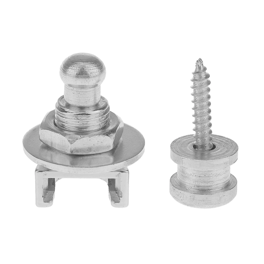 Alloy Skidproof Belt Button Strap Lock Silver for Electric Guitar & Bass