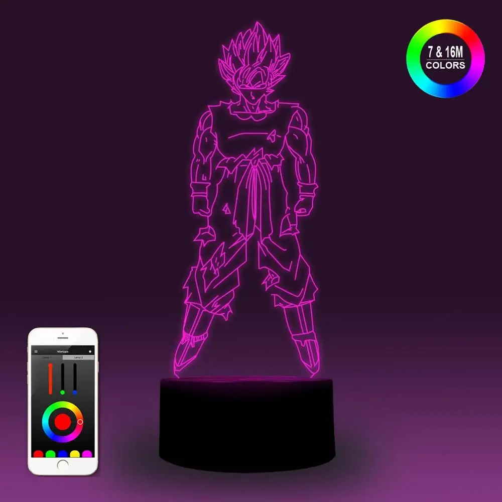 NiteApps 3D шары дракона Сон Гоку стоящий ночник настольная лампа иллюзия Лампа подарок на день рождения приложение/сенсорное управление