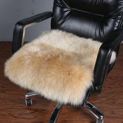 Оригинальная Меховая зимняя шерстяная подушка для стула, меховая в-одном, Офисная задняя подушка, компьютерное кресло, квадратная подушка, напольная подушка, диван, медитация - Цвет: milk tea
