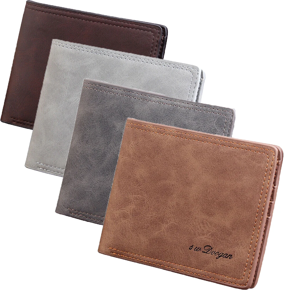 Для мужчин короткий бумажник тонкий двойные Кредитная карта ID держатель для карт тонкий кожаный кошелек клатч