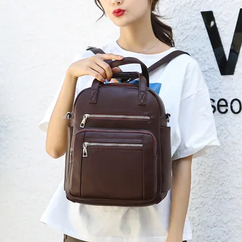 

2020 new PU multi-layer large capacity small fresh and casual wild super fire backpack female bag school bag