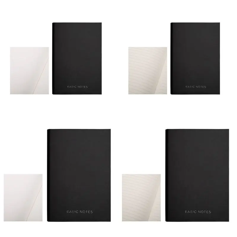 Creative Notebook Black Leather Cover Notepad Diary Planner Business Style Blank Line Pages School Office Supplies