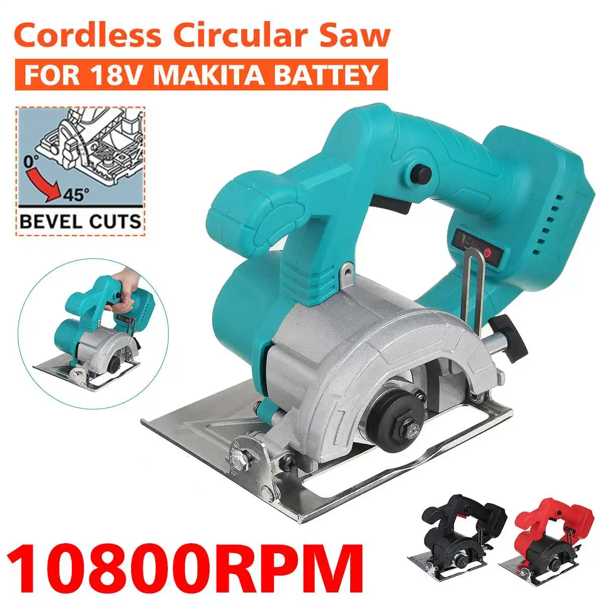 

10800RPM Electric Circular Saw 180mm 0Â°to 45Â° Adjustable Power Tools Multifunction Cutting Machine For Makita 18V Battery