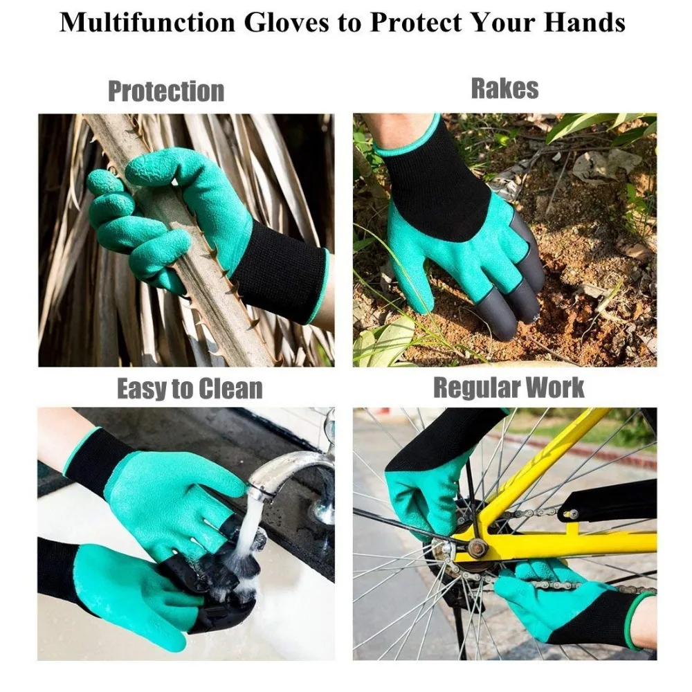 Garden Work Gloves ABS Plastic Garden Gardening Gloves Digging Planting 4 Claws Garden Working Accessories For Digging Planting
