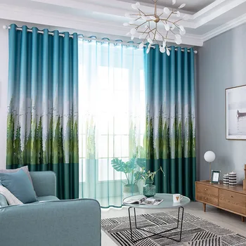 

Modern Simple Cedar Printing with Full Shading Curtains for Living Dining Room Bedroom.