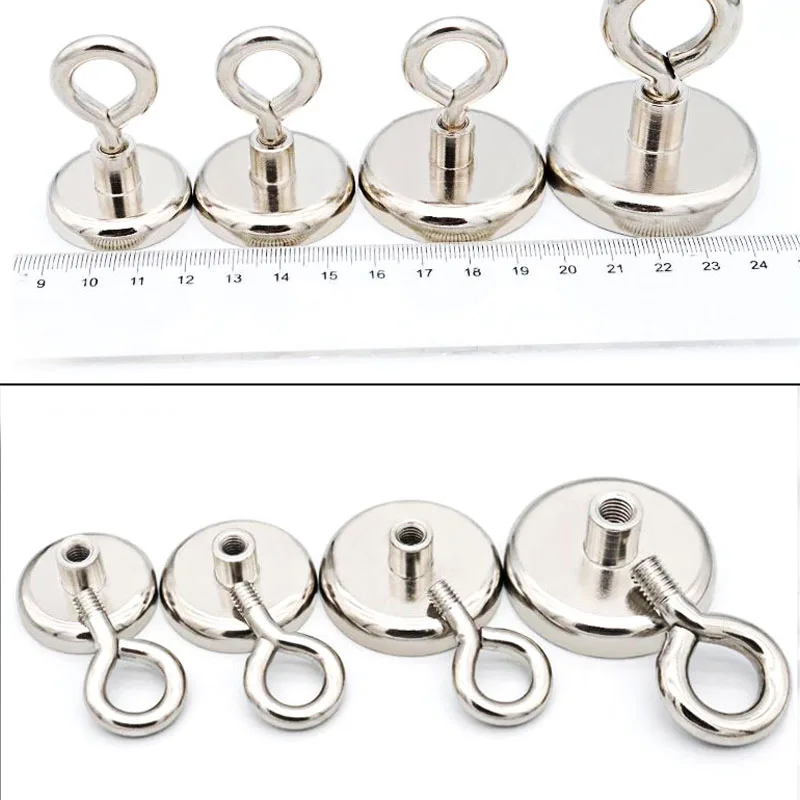 1PC Super Strong Neodymium Magnet Pot Fishing Salvage Magnets Neodymium Round Powerful Magnetic Hook Sea Fishing Magnet Searcher