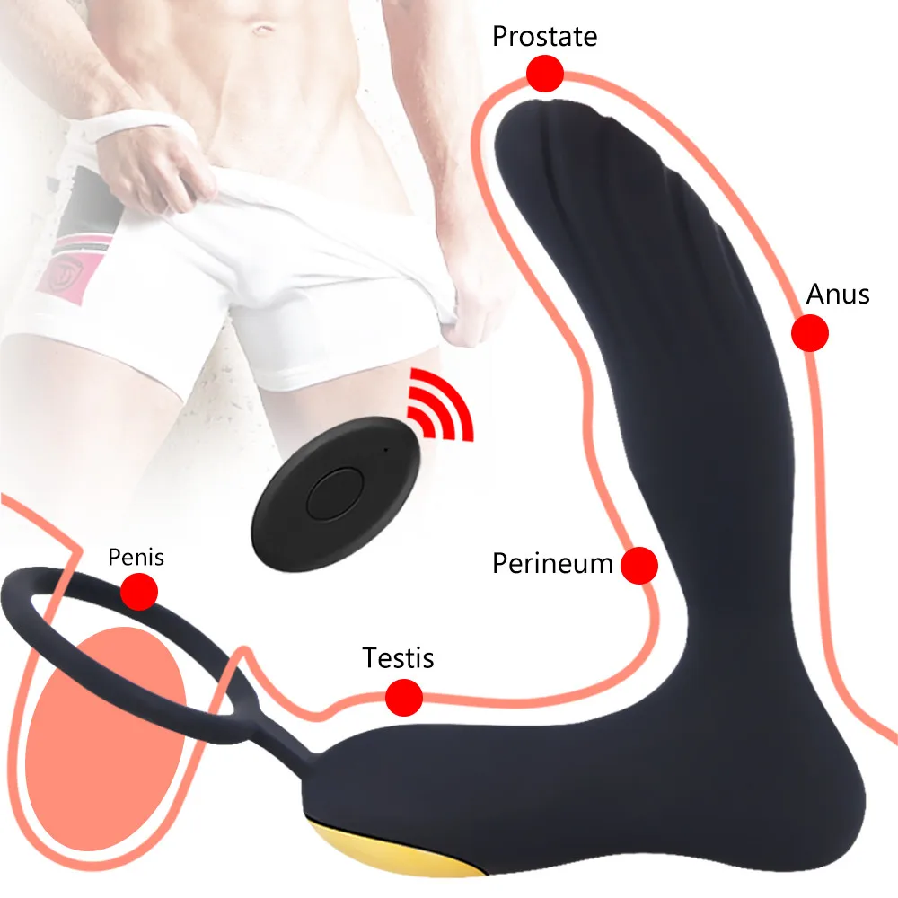 Prostate Massager Anal Vibrator Wireless Control Anal Plug Male Prostate Stimulator Delay Ejaculation Ring Adult