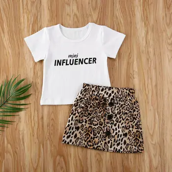 

Summer Children Clothes Set Kids Baby Girl Clothes Set Tops Letters T Shirt Mini Skirt Dress Outfits Set