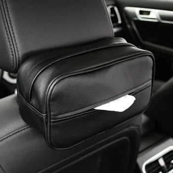 

Car Tissue Box PU Leather Tissue Holder Pumping Paper Case,Auto Universal Sun Visor Paper Organizer Napkin Container