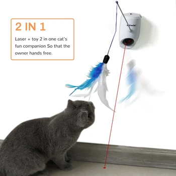 

Cat Laser Toys With Three Funny Feather Pet Cat Sticks Toys Kitten Laser Feather Toys Automatic Electric Toys Pet Cat Supplies