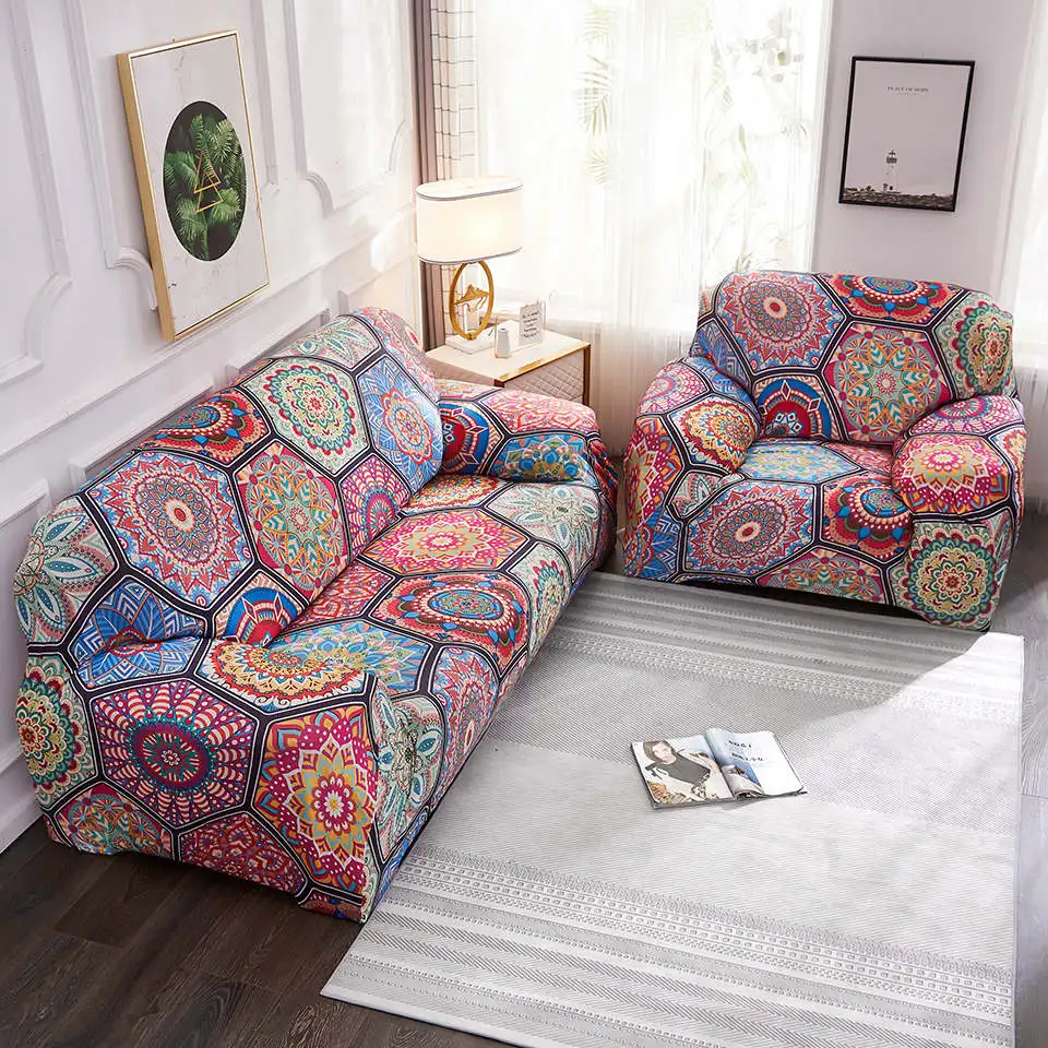 Bohemia Spandex Sofa Cover Mandala Pattern Sofa Covers Sofa Towel Living Room Furniture Protective Armchair Couches Sofa 2