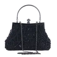 Женская Роскошная вечерняя сумочка в стиле ретро, с блестками, жемчугом, бисером, сумка через плечо