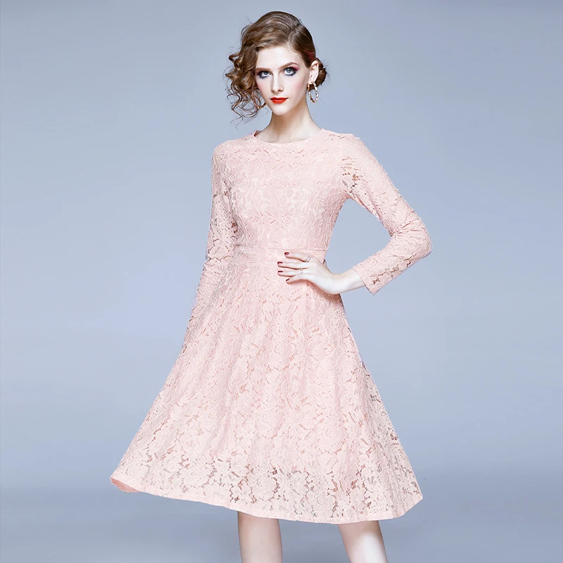 

2020 Spring Dress Women New Temperament Dress Female O-neck Dress Fashion Casual Long Sleeve Dress