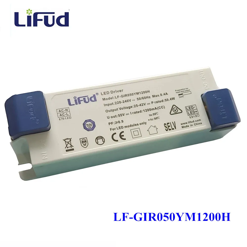 

Светодиодный трансформатор Lifud, 50 Вт, AC220-240V мА, 25-42 в, LF-GIR050YM1200H,