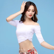 Топы для танца живота Модальные плечо по диагонали топы для танца живота костюм черный/красный/желтый Йога практика Ropa Danza Del Vientre Топ BL2329