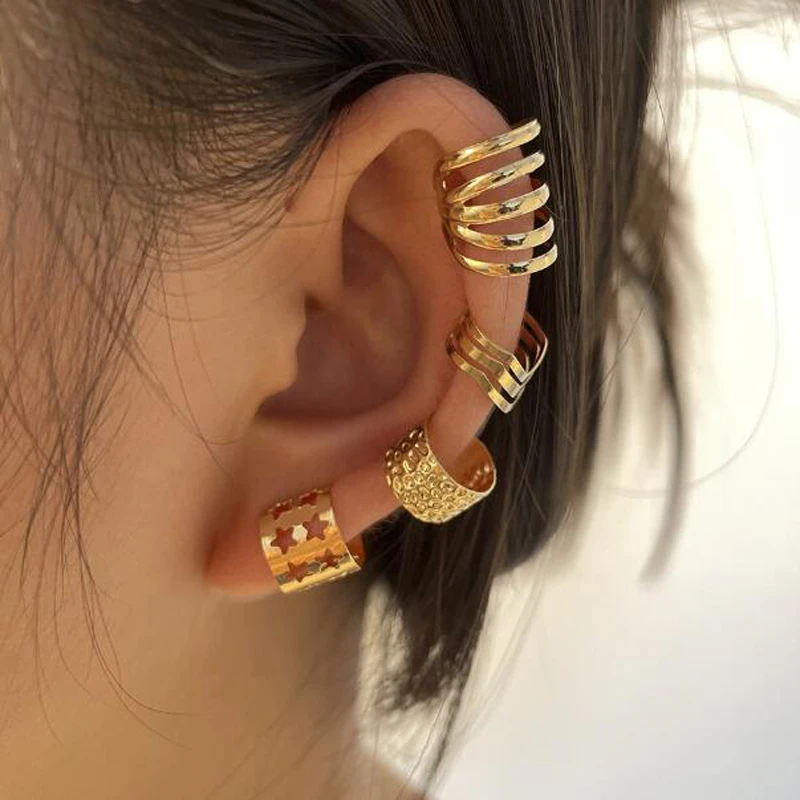 Pendientes Clip para mujeres y aretes Vintage, estrella, sin Piercing, Clips para oreja, joyería AM3457|Pendientes de - AliExpress