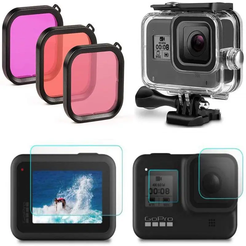 Комплект водонепроницаемых чехлов для Gopro Hero 8 7 6 5 Черный Защитный корпус