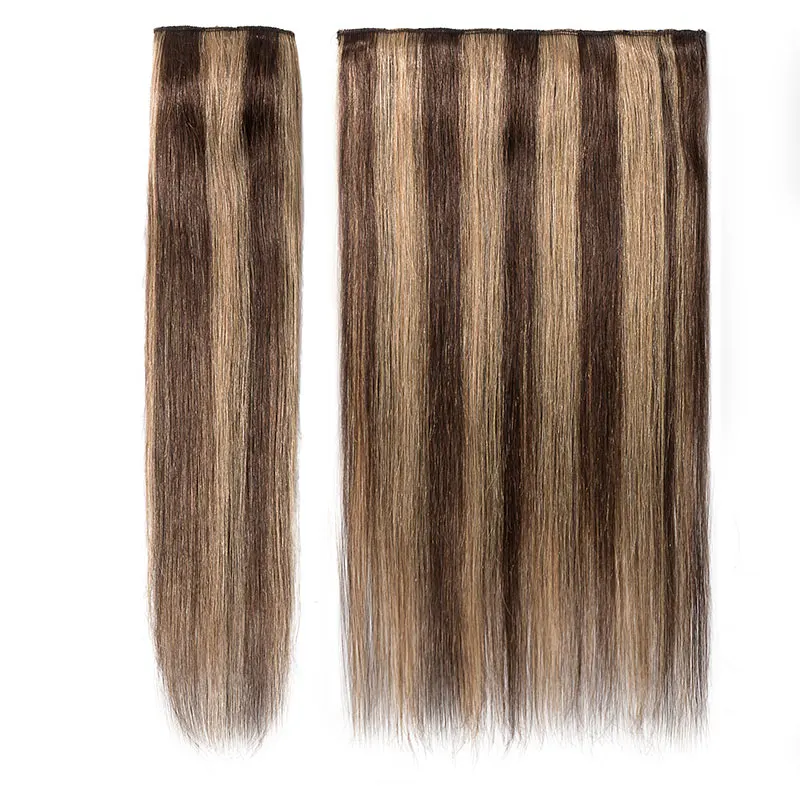 SEGO 10"-24" Clip In One Piece 100% Real Human Hair Extension 1p/w 5 clips Non-Remy Piece Straight Indian Hair 40g-60g