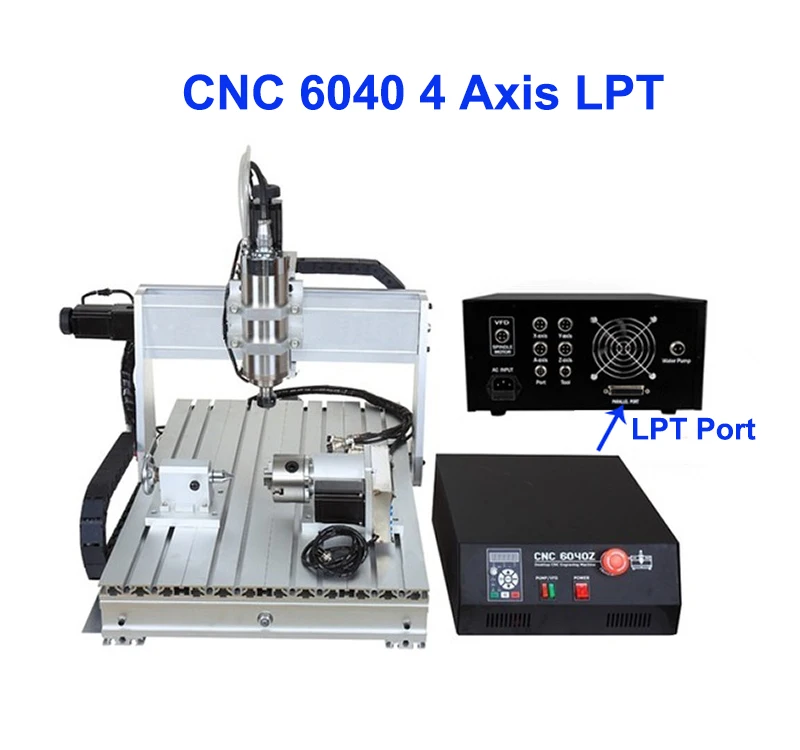 ЧПУ 6040z 2.2KW 4 оси Фасонная фреза по металлу USB фрезерный гравер машина для резки по дереву, Алюминий DIY резьба стабильный независимых езды на автомобиле - Цвет: CNC6040 4Axis LPT