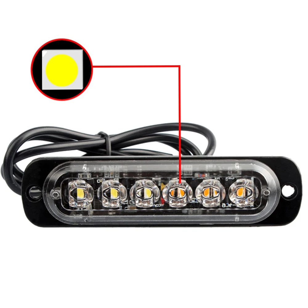 10X DC12 24V 18W 6 светодиодный аварийный для автомобиля грузовика предупредительный маячок аварийная вспышка стробоскоп Лампа сигнала поворота Синий Красный Белый Желтый Янтарный