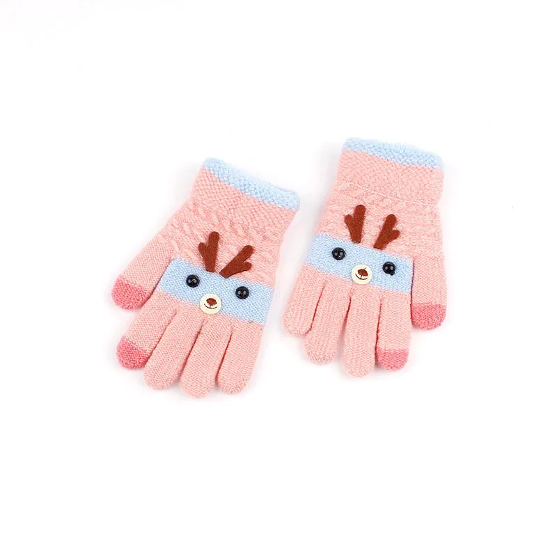 Детские зимние перчатки унисекс с милым мультяшным рисунком; вязаные теплые перчатки для мальчиков и девочек; Рождественские теплые мягкие студенческие варежки;