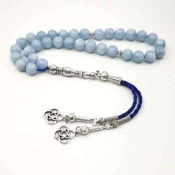 

Natural Aquamarines stone tasbih Luxury Bracelets Man's misbaha Special Gift for muslim 33 45 66 99 prayer beads islam Bracelets