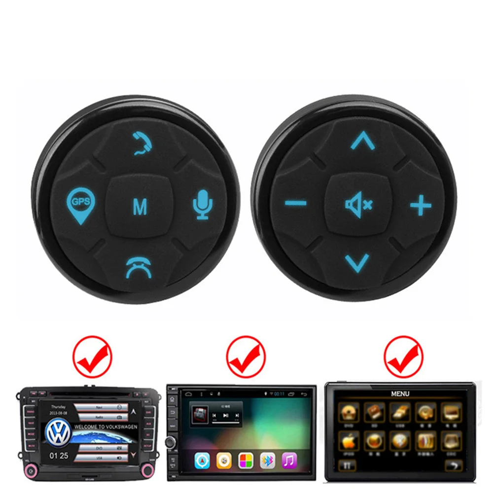 

Blue Backlight 5 Key Steering Wheel Remote Control Wireless Car GPS DVD Music Media Remote Control Button Universal Car BY026