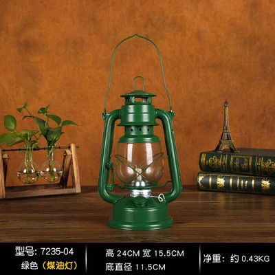 kerosene green Кованого железа светодиодный керосиновый спирт лампы портативный фонарь Открытый Кемпинг освещение ретро подсвечники - Цвет: kerosene green