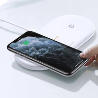 USAMS Dual Coil Wireless Charger Pad for Mobile Phones and Earbuds for iPhone 11 / 12 XS XR X 8 AirPods Pro 10W Dual Fast Charging