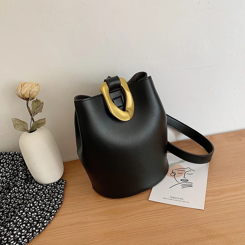 Винтажная модная женская прямоугольная сумка корзина сумка Новая высококачественная женская дизайнерская сумка из искусственной кожи Сумка через плечо с замком - Цвет: Черный