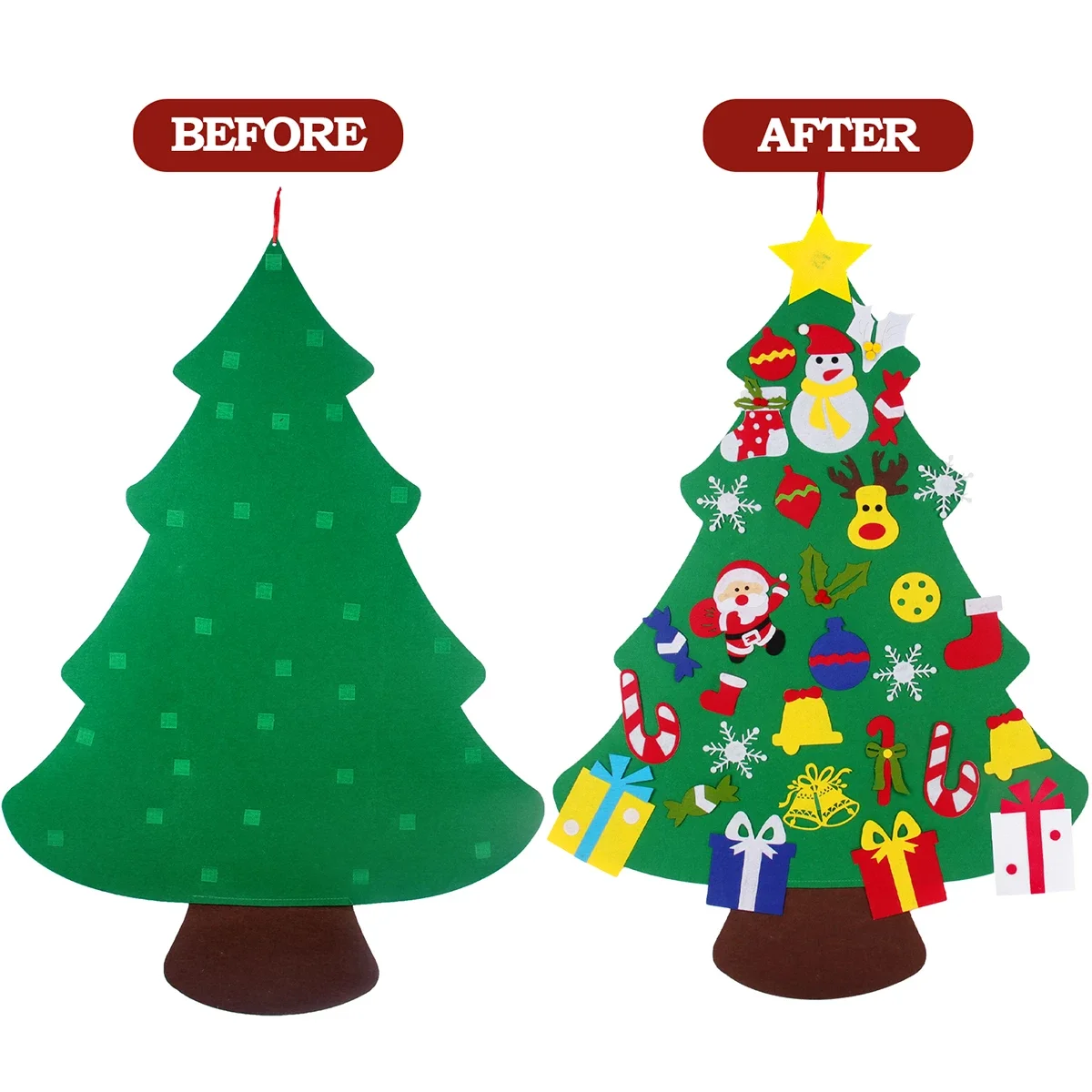 Children's DIY Felt Christmas Tree and Festive Ornaments Set - Holiday Decorations and New Year Gifts