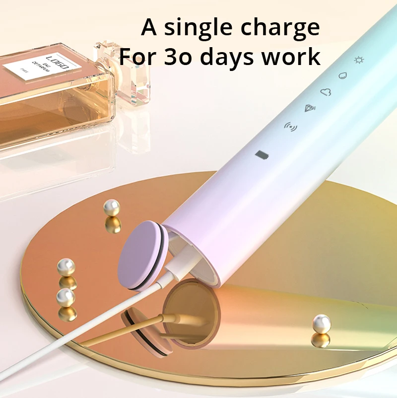 Seago Ultrasonic Electric Toothbrush 40000 Times/Min Vibration 5 Modes for Adult Tooth Brush 2 Mins Auto Smart Timer USB Charge 3
