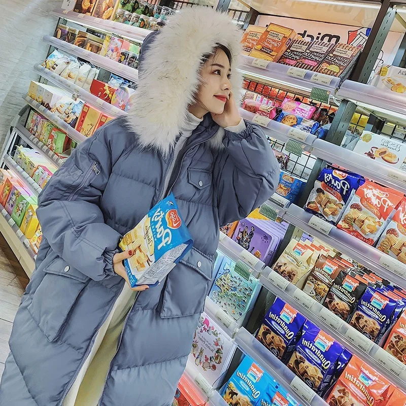 [DEAT] Новинка, осенне-зимняя куртка с меховым воротником и капюшоном, с длинным рукавом, однотонная, с карманами, свободная, большой размер, модное женское пальто, 13D463