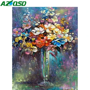 

AZQSD Unframe Paint By Numbers For Adults Flower Home Decoration Acrylic Paint Coloring By Numbers Vase Handpainted Gift