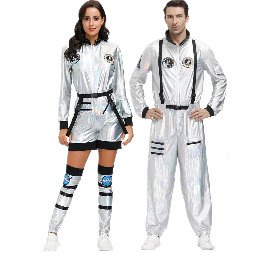 

Halloween Costumes for Man Women Astronaut Space Jumpsuit Suits Fancy Dress Carnival Cosplay Party Pilots Couple Costume