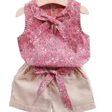 Новинка года; Штаны для новорожденных девочек и летняя детская одежда модный костюм с жилетом с цветочным рисунком Лидер продаж; одежда без рукавов для девочек