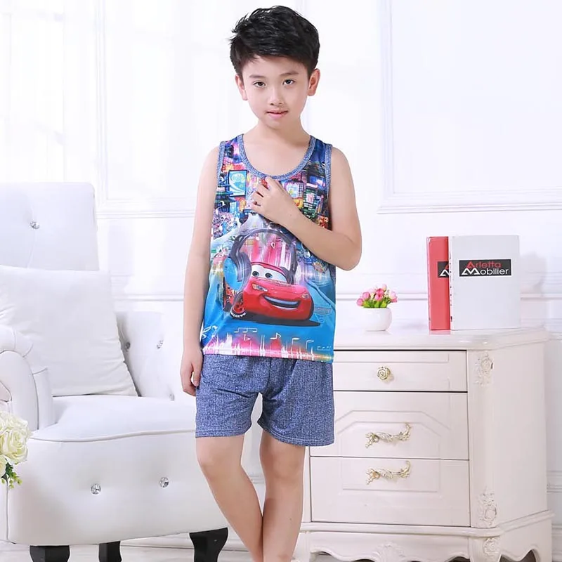 

Summer CHILDREN'S Vest Suit Cartoon Pajamas BOY'S Vest Tracksuit Shorts Boy Tracksuit