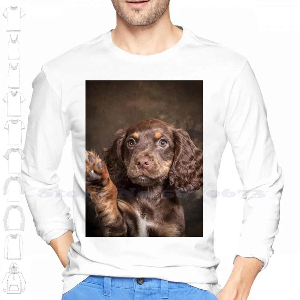 thumbnail image 1 of Sudadera con capucha Charlie Wave 100 % algodón, cachorro cocker spaniel, perro de trabajo Wave, color marrón chocolate, 1 of 5