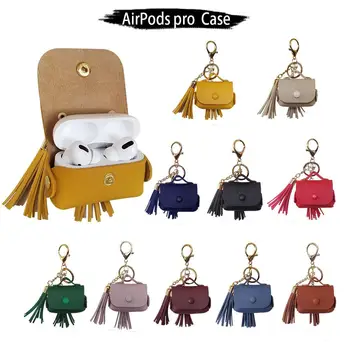 

None Cover Anti Lost Accurate Charging Hole Leather Case for Airpods pro Bluetooth Earphone Airpords Pro Case r60