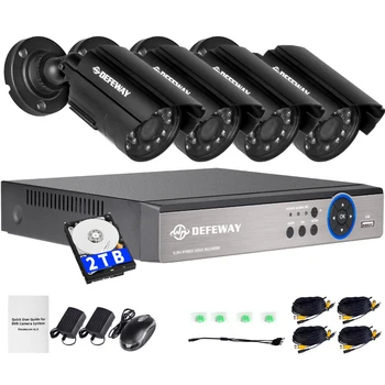 

DEFEWAY 1200TVL 720P HD Outdoor CCTV Security Camera System 1080N Home Video Surveillance DVR Kit 2TB HDD 8 CH 1080P HDMI Output