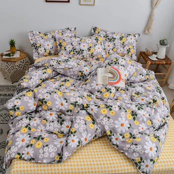 

Pastoral Bedding Sets ，200×200 Duvet Cover Set With Pillowcase ,220×240 Quilt Cover, Small daisy pattern King Blanket cover,2020