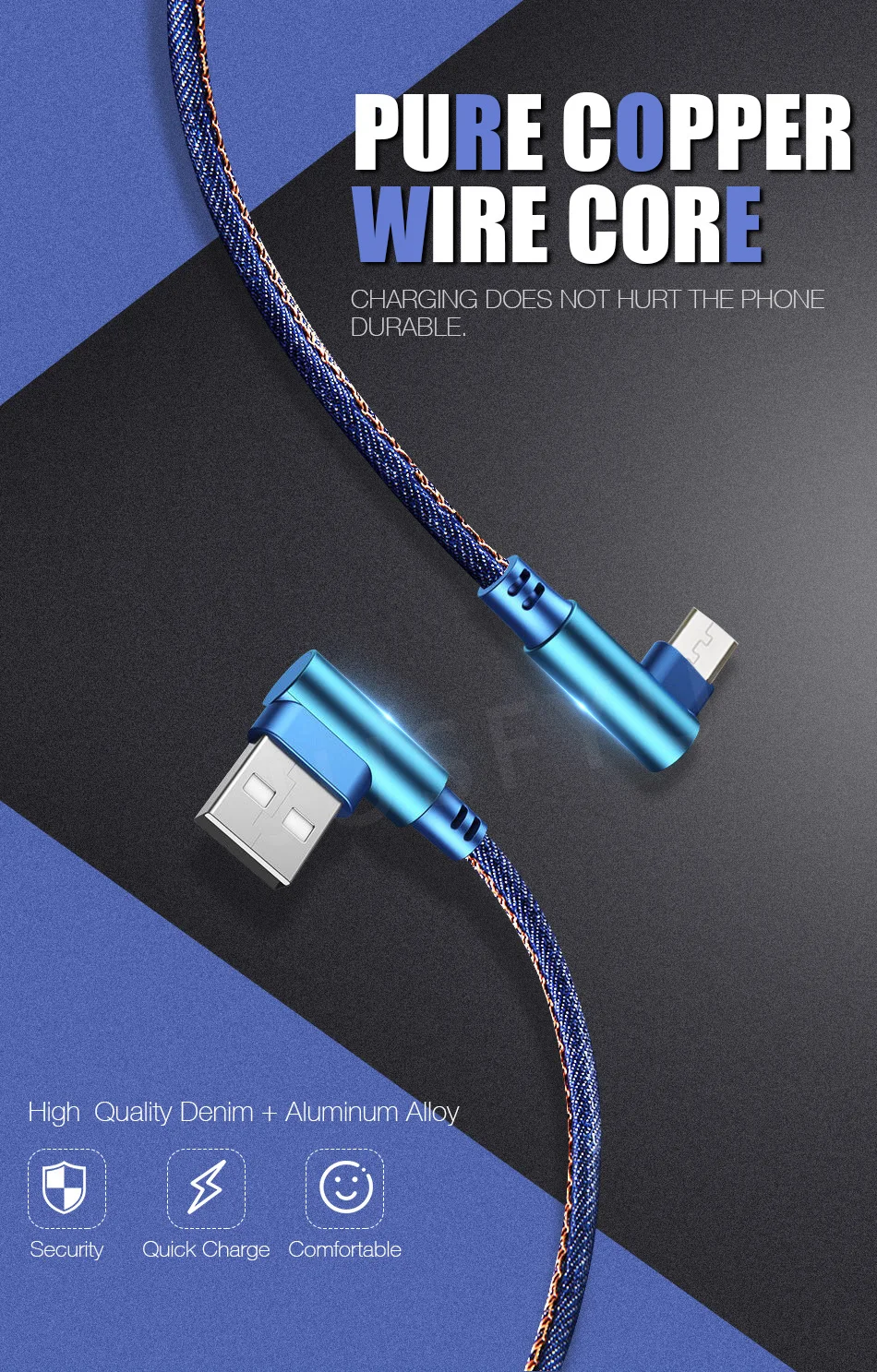Micro USB C кабель быстрое зарядное устройство USB шнур Suntaiho 90 градусов локоть нейлон плетеный кабель для передачи данных для samsung/sony/iPhone Android телефон