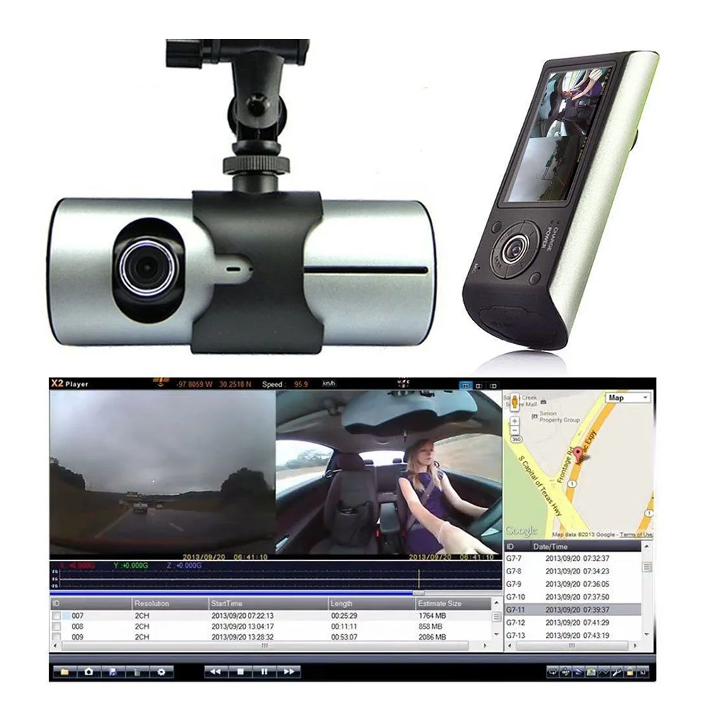 Автомобильная двойная камера DVR Передняя 140 градусов с gps регистратором синхронная запись X3000 R300 Прямая#806