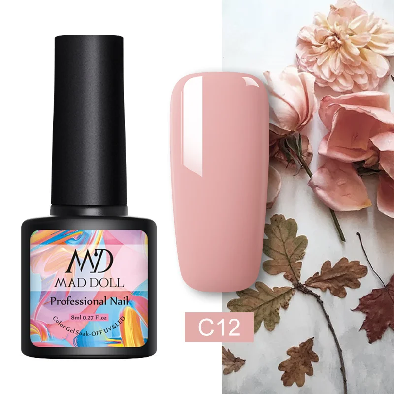 C12 MAD DOLL 60 Цветной Гель-лак для ногтей полуперманентный УФ-гель для ногтей лак праймер Vernis впитываемый Гель-лак для ногтей Гель-лак для маникюра - Цвет: C12