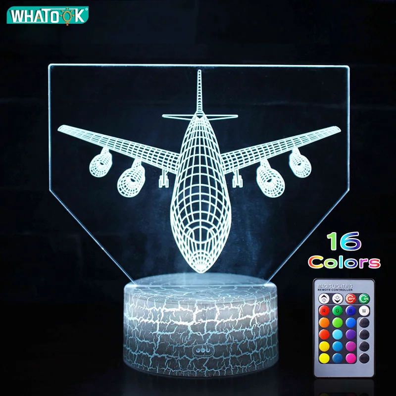 

Remote Control LED Night Light AirPlane 3D Table Lamp Baby Nightlight Birthday Holiday Christmas Kid Gift Toy Home Bedroom Decor