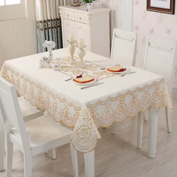 

Table Cloth Waterproof Heat Resistant Oil-Proof Household Rectangular Plastic Tablecloth Thick Simple Golden of European Style