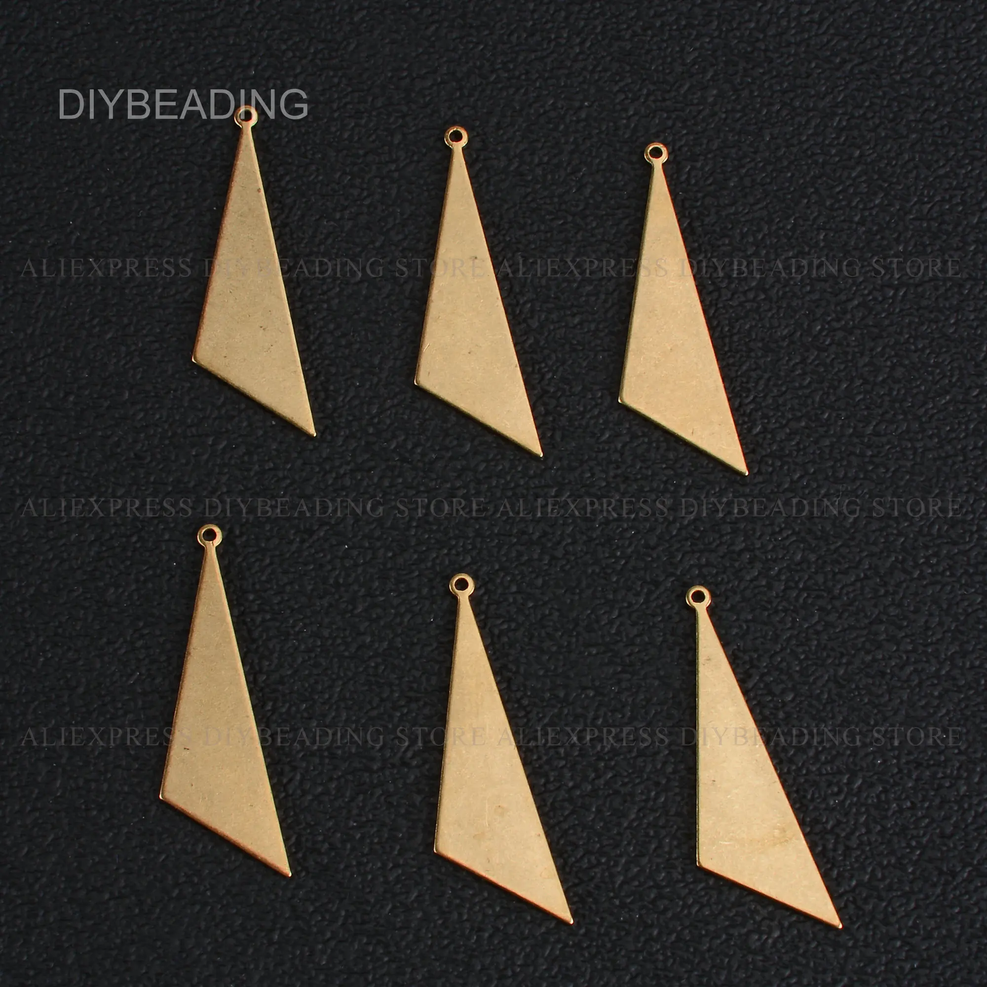 10-500 Pcs Brass Triangle Charms Finding for Jewelry Making 40mm Thick Geometric Metal Pendant Component Material Bulk Wholesale