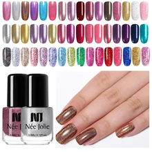 Голографический зеркальный лак для ногтей NEE JOLIE, Блестящий лак для ногтей, серебристый, розовый, золотой, сделай сам, дизайн ногтей, 66 цветов