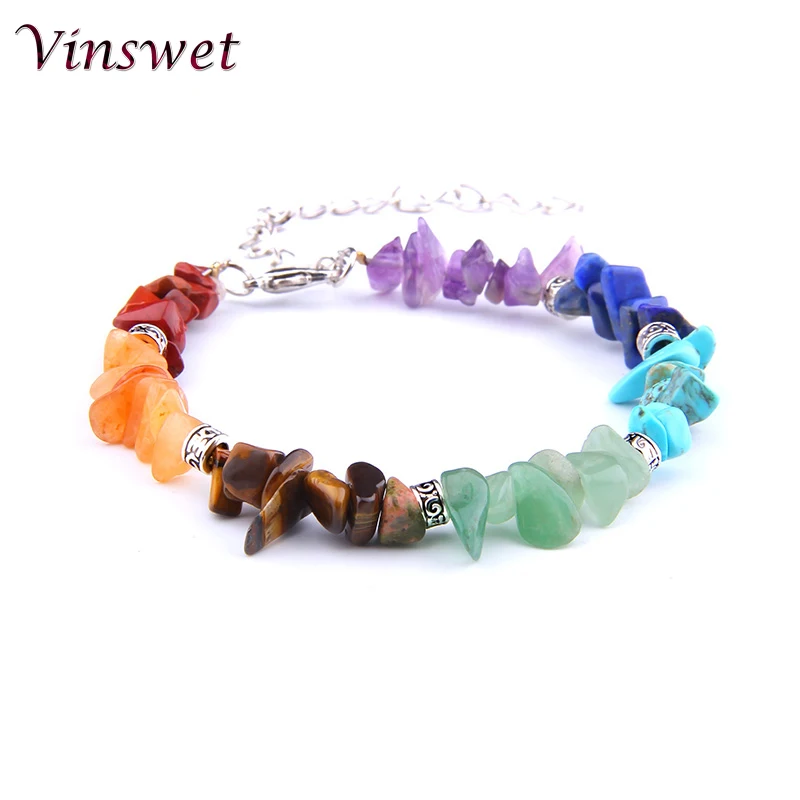 

Lucky Rainbow 7 Chakra Bracelet For Women Femme Natural Stone Rainbow Healing Mala Pray Yoga Bracelet For Women Jewelry Gift
